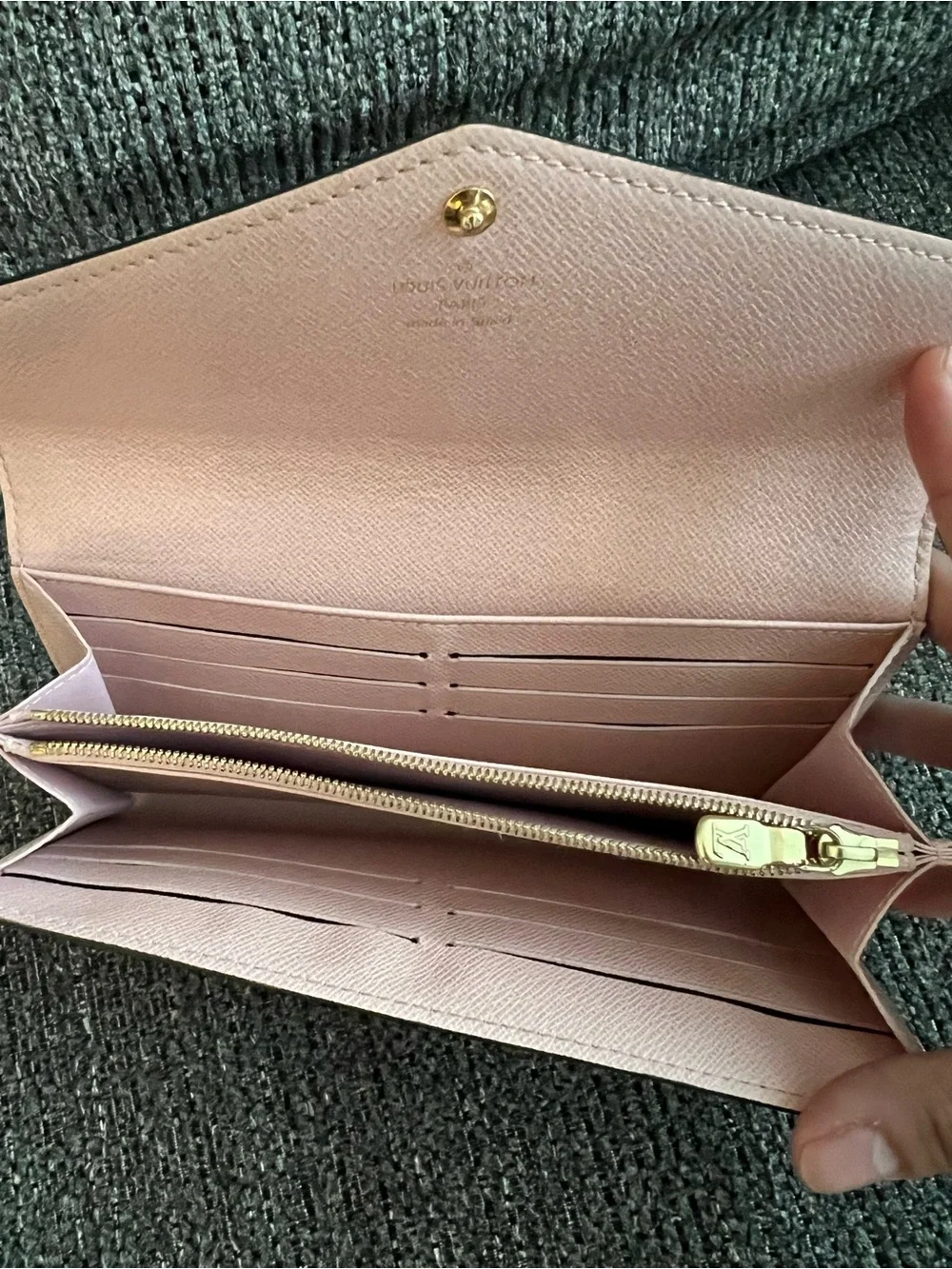 Louis Vuitton Brown Damier Envelope Wallet with Gold Snap